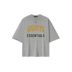 Fear of God Essentials Saints 90s 3/4 Sleeve Football Tee in Concrete Heather | Coveti