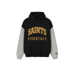 Fear of God Essentials Saints Sport Hoodie in Black and Concrete Heather | Coveti