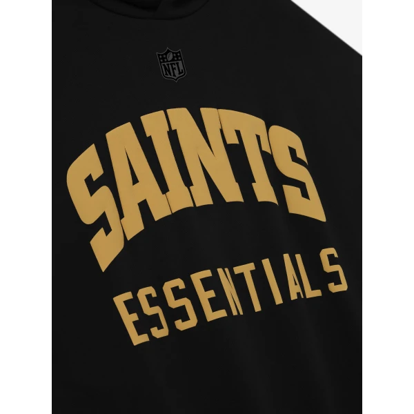 Fear of God Essentials Saints Sport Hoodie in Black and Concrete Heather | Sweatshirts | Coveti