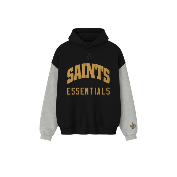 Fear of God Essentials Saints Sport Hoodie in Black and Concrete Heather | Coveti