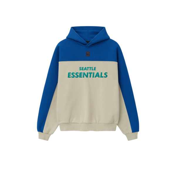 Fear of God Essentials Seahawks 90s Relaxed Hoodie in Sandstone | Coveti