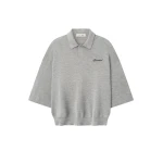 Fear of God Essentials Signature 3/4 Sleeve 90s Knit Polo in Concrete Heather | Coveti