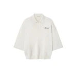 Fear of God Essentials Signature 3/4 Sleeve 90s Knit Polo in Oatmeal Heather | Coveti
