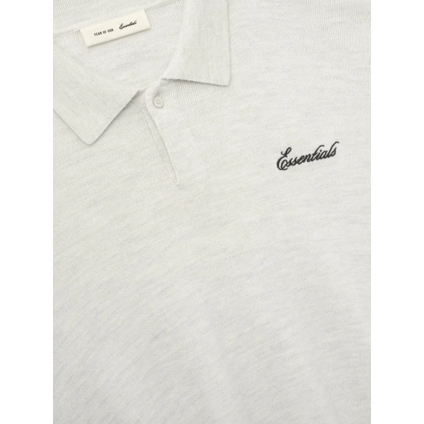 Fear of God Essentials Signature 3/4 Sleeve 90s Knit Polo in Oatmeal Heather | Men Knitwear | Coveti
