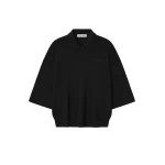 Fear of God Essentials Signature 3/4 Sleeve 90s Knit Polo in Vintage Black | Coveti