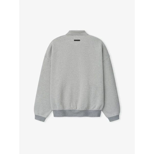 Fear of God Essentials Signature 90s Polo Sweatshirt in Concrete Heather | Sweatshirts | Coveti