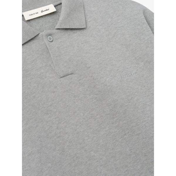 Fear of God Essentials Signature 90s Polo Sweatshirt in Concrete Heather | Sweatshirts | Coveti
