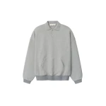 Fear of God Essentials Signature 90s Polo Sweatshirt in Concrete Heather | Coveti