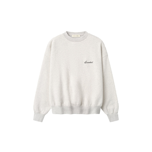 Fear of God Essentials Signature Classic Crewneck Sweatshirt in Oatmeal Heather | Coveti