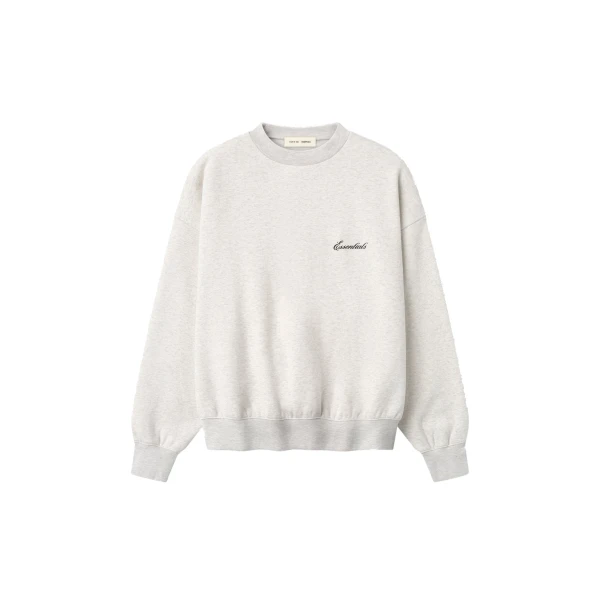 Fear of God Essentials Signature Classic Crewneck Sweatshirt in Oatmeal Heather | Coveti