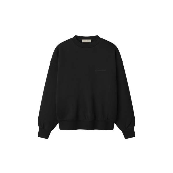 Fear of God Essentials Signature Classic Crewneck Sweatshirt in Vintage Black | Coveti