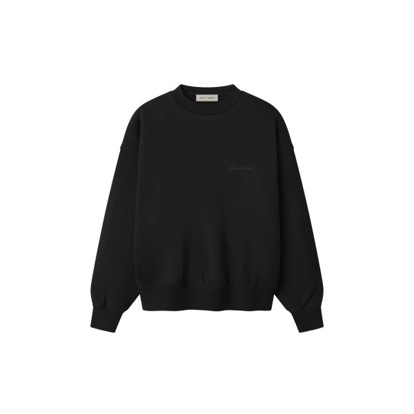 Fear of God Essentials Signature Classic Crewneck Sweatshirt in Vintage Black | Coveti