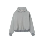 Fear of God Essentials Signature Classic Full Zip Hoodie in Concrete Heather | Coveti