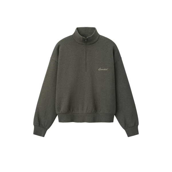 Essentials Signature Classic Half Zip Sweatshirt in Ash Heather