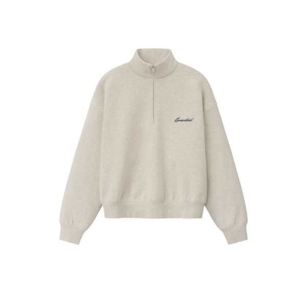 Fear of God Essentials Signature Classic Half Zip Sweatshirt in Marble Heather | Coveti