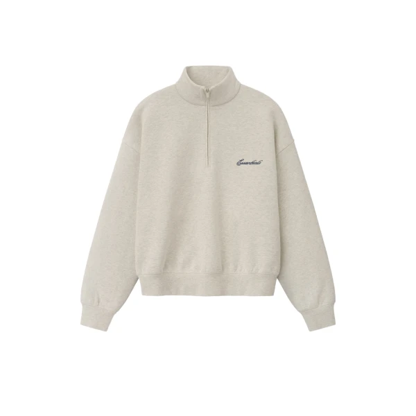 Fear of God Essentials Signature Classic Half Zip Sweatshirt in Marble Heather | Coveti