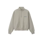 Fear of God Essentials Signature Classic Half Zip Sweatshirt in Pyrite Heather | Coveti