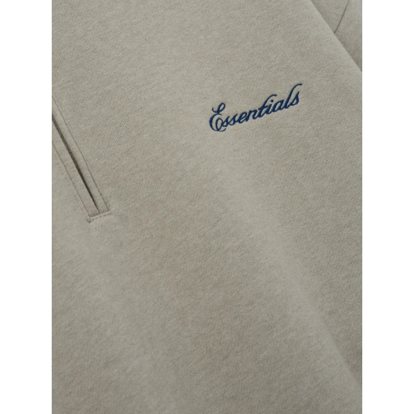 Fear of God Essentials Signature Classic Half Zip Sweatshirt in Pyrite Heather | Sweatshirts | Coveti