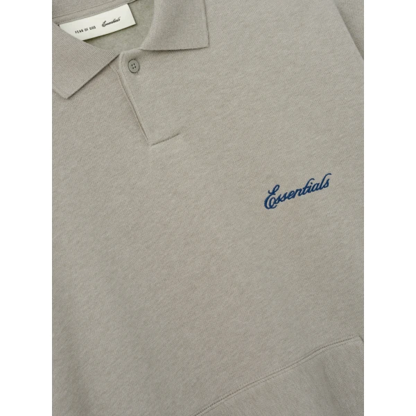 Fear of God Essentials Signature Classic Polo in Pyrite Heather | Men Shirts | Coveti