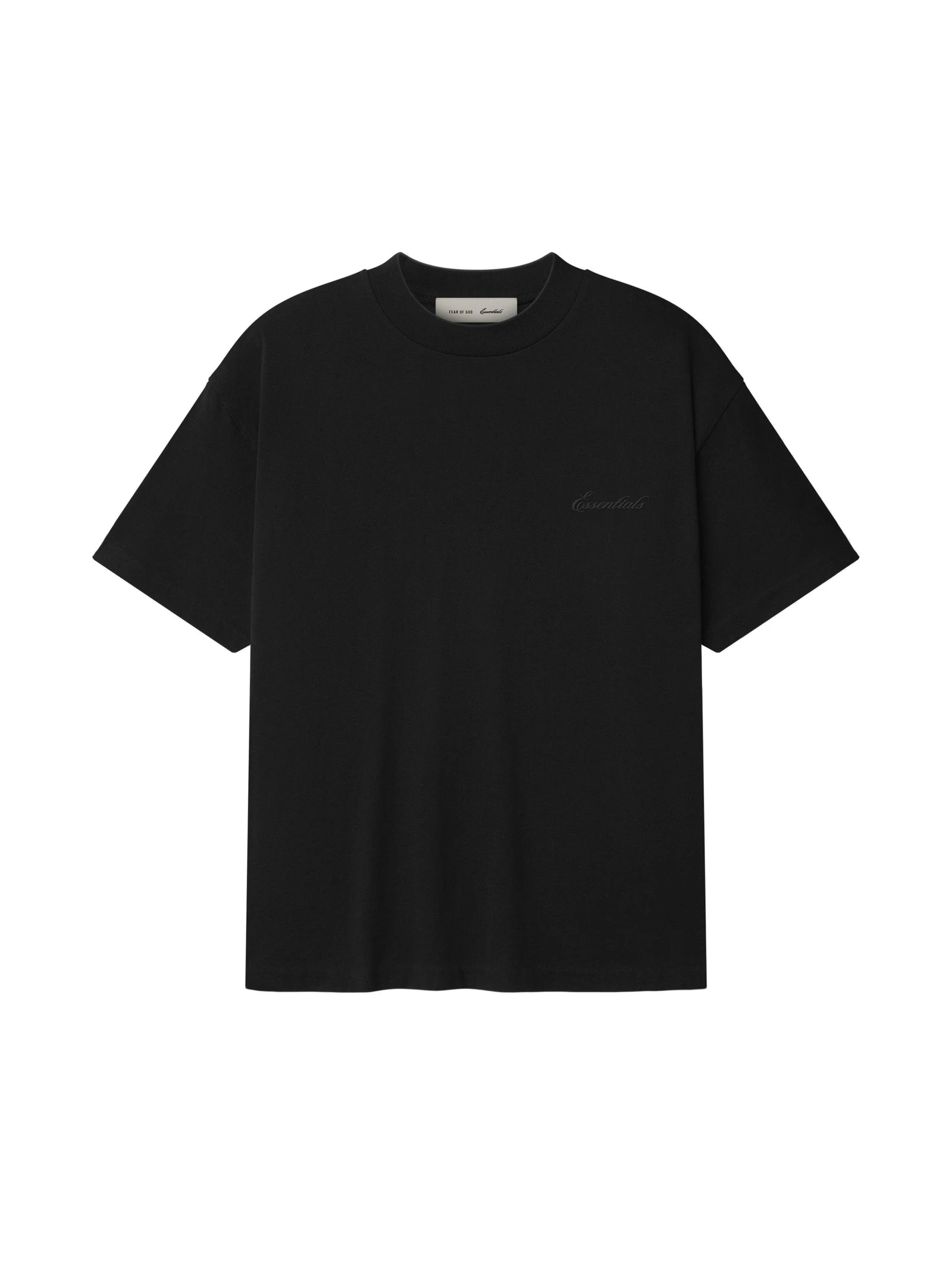 Fear of God Essentials Signature Classic Tee in Vintage Black Fear of God Essentials Signature Classic Tee in Vintage Black | Coveti