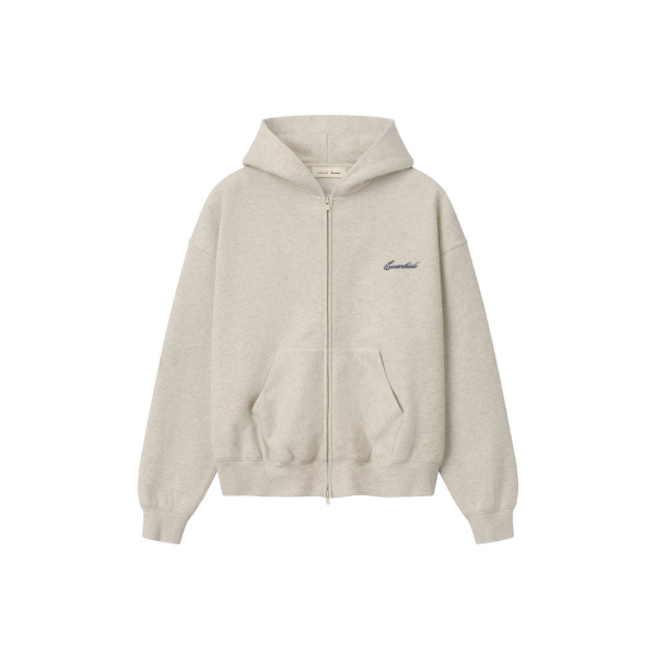 Fear of God Essentials Signature Classic Zip Up Hoodie in Marble Heather | Coveti