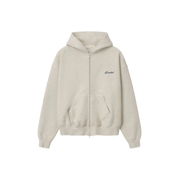 Fear of God Essentials Signature Classic Zip Up Hoodie in Marble Heather | Coveti