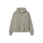 Fear of God Essentials Signature Classic Zip Up Hoodie in Pyrite Heather | Coveti