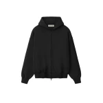 Fear of God Essentials Signature Classic Zip-Up Hoodie in Vintage Black | Coveti