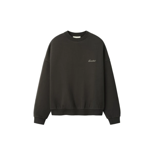 Essentials Signature Lounge Crewneck Sweatshirt in Ink Black