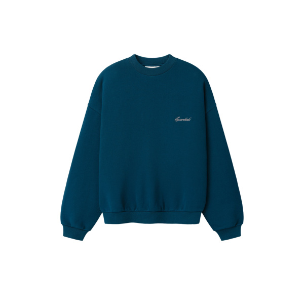 Fear of God Essentials Signature Lounge Crewneck Sweatshirt in Night Sea | Coveti