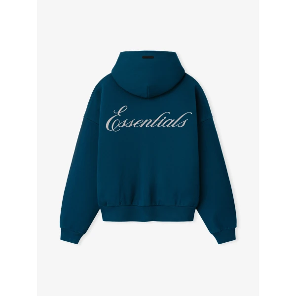 Fear of God Essentials Signature Lounge Half Zip Hoodie in Night Sea | Sweatshirts | Coveti