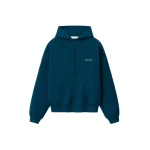 Fear of God Essentials Signature Lounge Half Zip Hoodie in Night Sea | Coveti