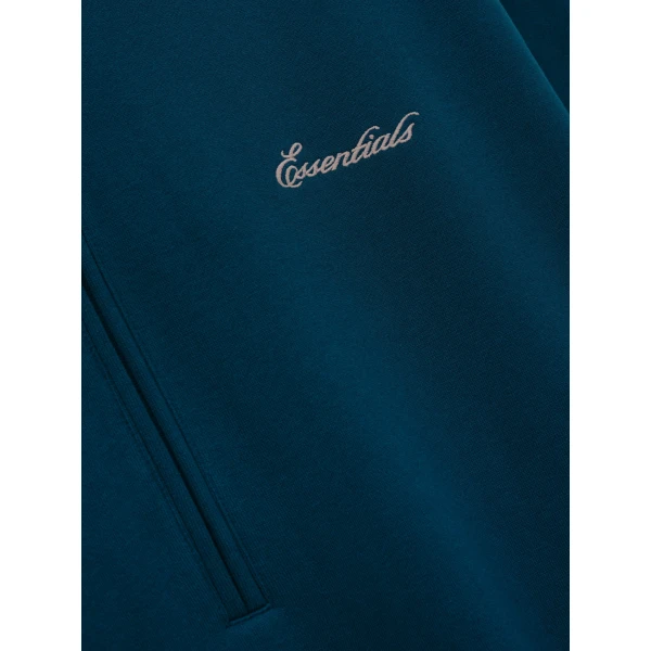 Fear of God Essentials Signature Lounge Half Zip Hoodie in Night Sea | Sweatshirts | Coveti