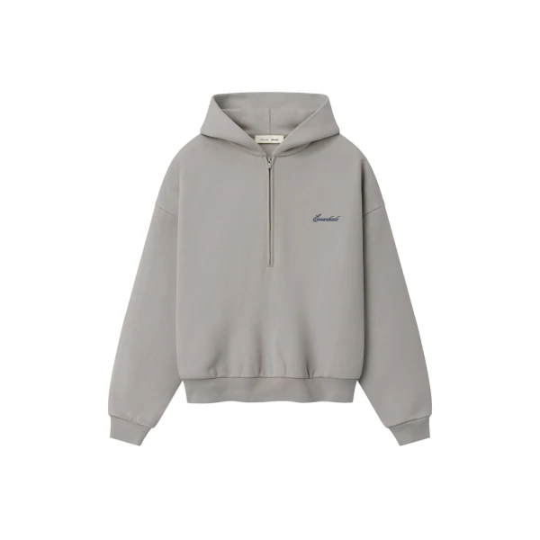 Fear of God Essentials Signature Lounge Half Zip Hoodie in Stone | Coveti