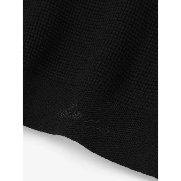 Fear of God Essentials Signature Waffle 90s Crewneck Sweater in Vintage Black | Men Knitwear | Coveti