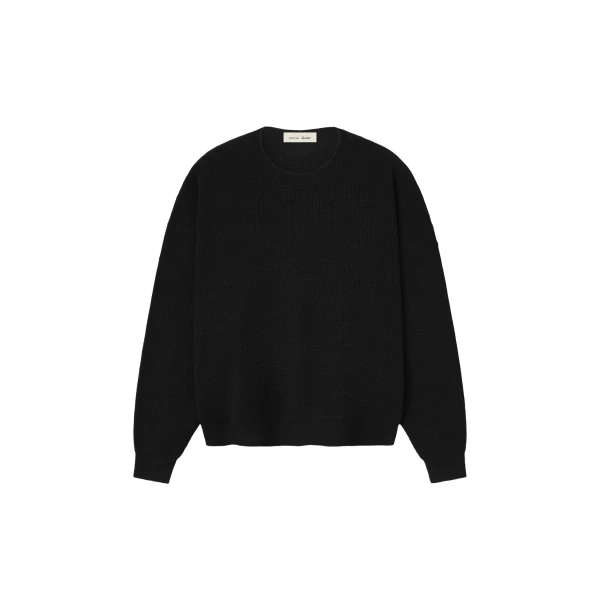 Essentials Signature Waffle 90s Crewneck Sweater in Vintage Black