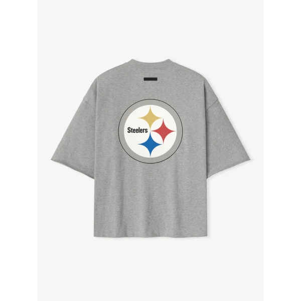 Fear of God Essentials Steelers 90s 3/4 Sleeve Football Tee in Concrete Heather | T-shirts & vests | Coveti