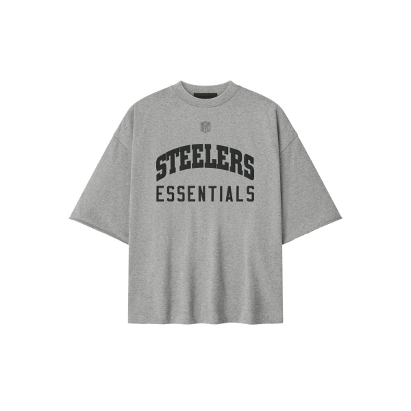Fear of God Essentials Steelers 90s 3/4 Sleeve Football Tee in Concrete Heather | Coveti