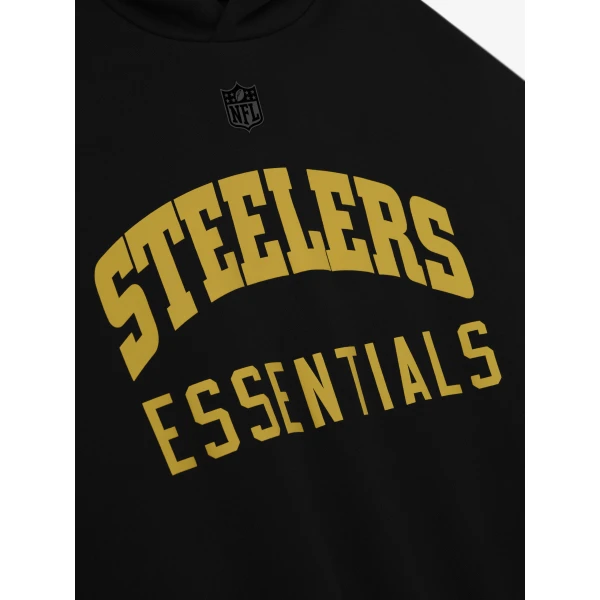 Fear of God Essentials Steelers Sport Hoodie in Black and Homestead Heather | Sweatshirts | Coveti