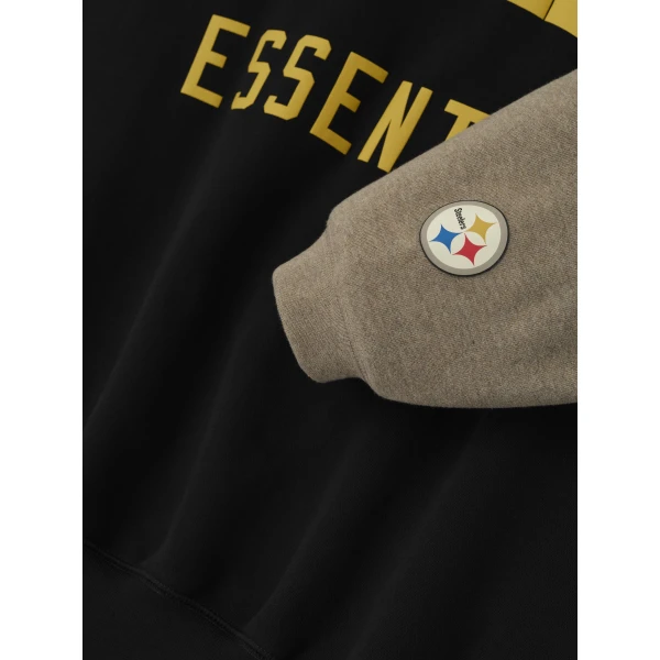 Fear of God Essentials Steelers Sport Hoodie in Black and Homestead Heather | Sweatshirts | Coveti