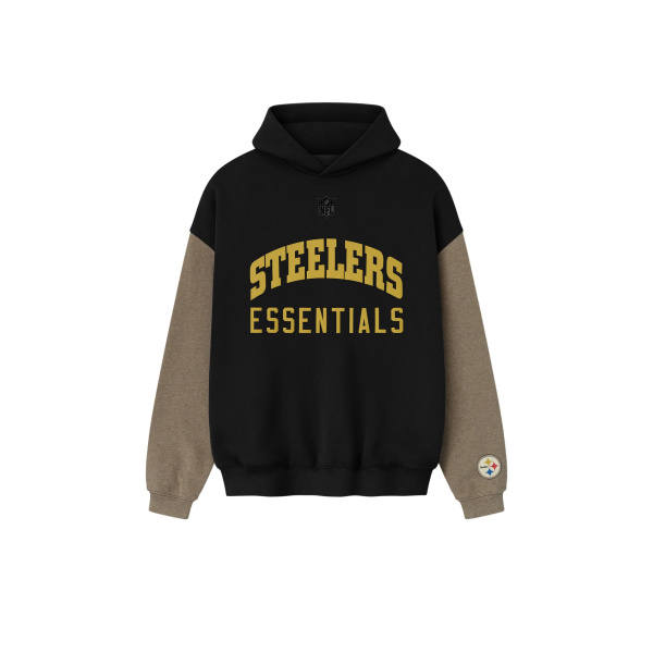 Fear of God Essentials Steelers Sport Hoodie in Black and Homestead Heather | Coveti