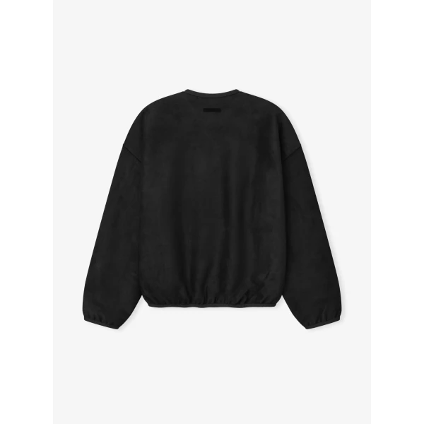 Fear of God Essentials Suede Fleece Signature Modern Crewneck Sweatshirt in Vintage Black | Sweatshirts | Coveti