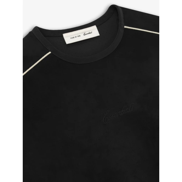 Fear of God Essentials Suede Fleece Signature Modern Crewneck Sweatshirt in Vintage Black | Sweatshirts | Coveti