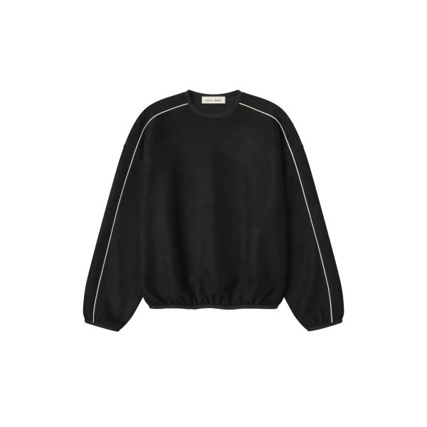 Fear of God Essentials Suede Fleece Signature Modern Crewneck Sweatshirt in Vintage Black | Coveti
