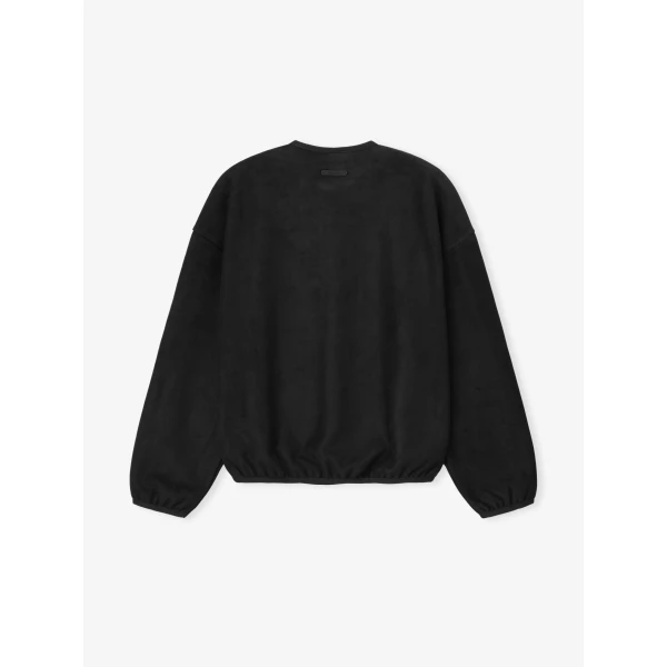 Fear of God Essentials Suede Fleece Signature Modern Crewneck Sweatshirt with Piping in Black | Sweatshirts | Coveti