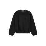 Fear of God Essentials Suede Fleece Signature Modern Crewneck Sweatshirt with Piping in Black | Coveti