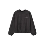 Fear of God Essentials Suede Fleece Signature Modern Crewneck Sweatshirt with Piping in Ink Black | Coveti