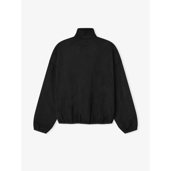 Fear of God Essentials Suede Fleece Signature Modern Track Jacket in Vintage Black | Men Jackets | Coveti