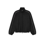 Fear of God Essentials Suede Fleece Signature Modern Track Jacket in Vintage Black | Coveti