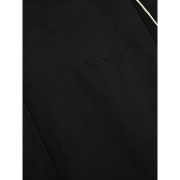 Fear of God Essentials Suede Fleece Signature Modern Track Jacket in Vintage Black | Men Jackets | Coveti
